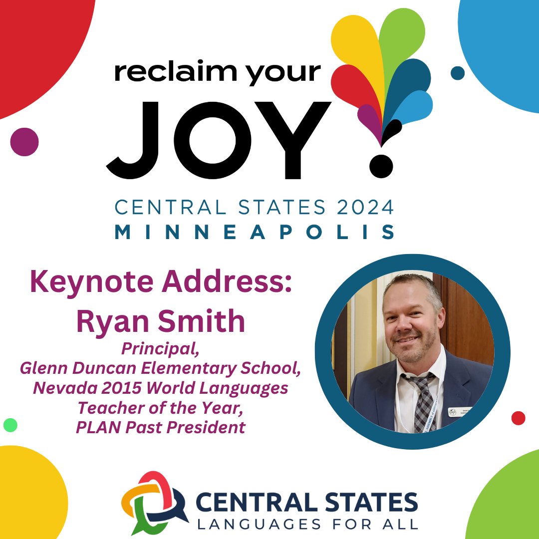 We are so excited to have Ryan Smith of Nevada as our Keynote Speaker this year to talk about reclaiming our joy!

Don't forget that proposals are due on June 30th! centralstatesconference.org