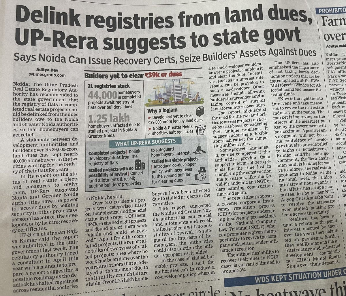 This seems to be the right decision and gives us some hope! Why should government lose registry money ?<a href="/myogiadityanath/">Yogi Adityanath</a> <a href="/myogioffice/">Yogi Adityanath Office</a> <a href="/UPRERAofficial/">Uttar Pradesh Real Estate Regulatory Authority</a> <a href="/PMOIndia/">PMO India</a>