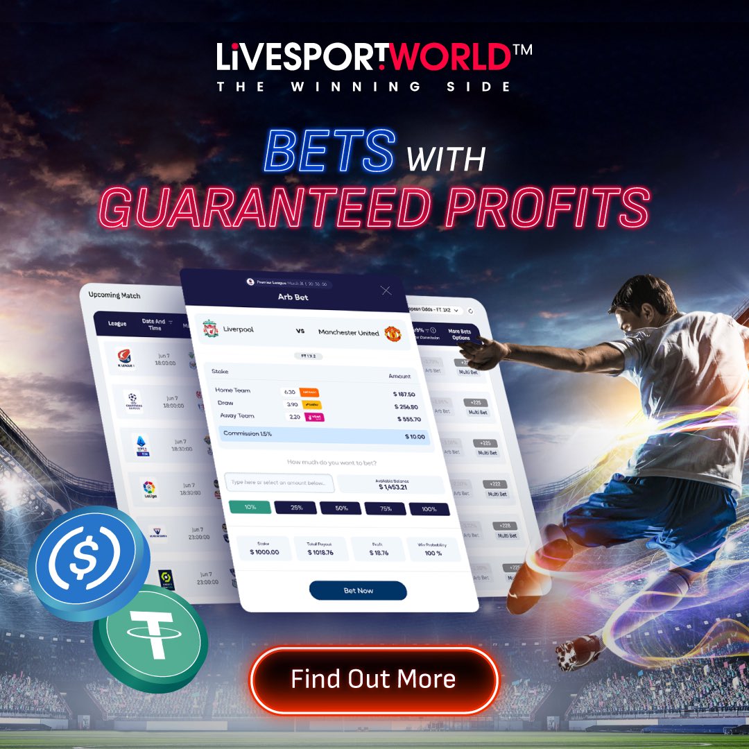 livesport_world's tweet photo. https://t.co/JbsrJqc8fg is the leader in football #arbitrage betting, providing you with a unique sportsbook and arbing tools to make bets with guaranteed profits.   

Check us out at https://t.co/HVu0jvcFw5 https://t.co/xDOZf7oC4u