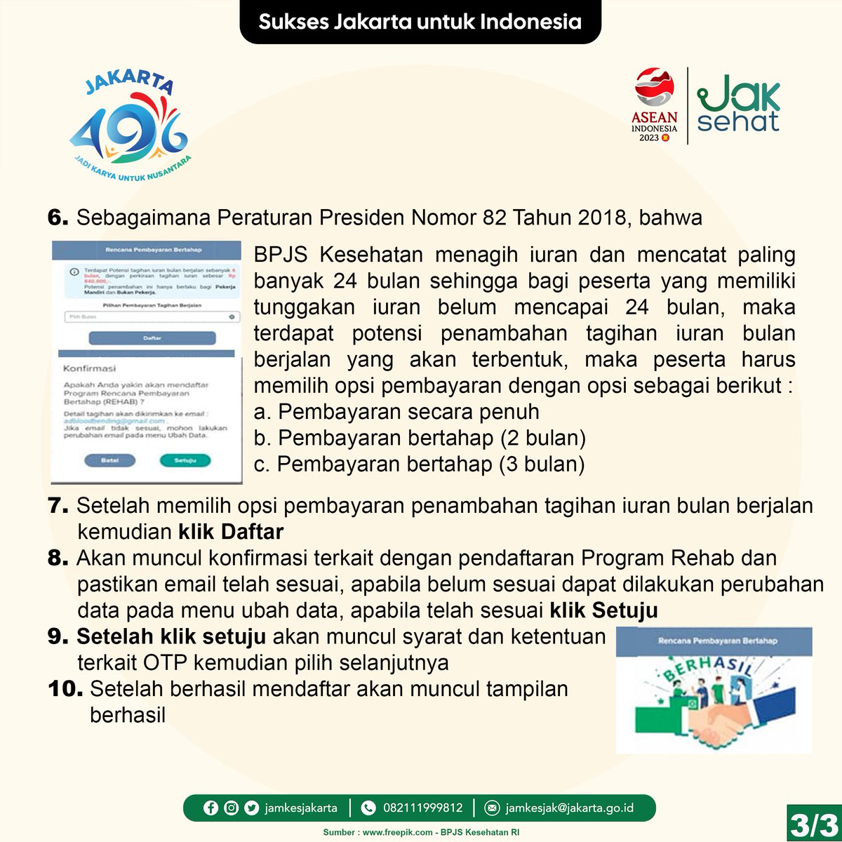 jamkesjakarta's tweet photo. Program REHAB merupakan program pembayaran iuran secara bertahap yang memberikan keringanan dan kemudahan bagi peserta.
Lalu bagaimana sih mekanisme pendaftarannya dan syarat ketentuannya ?
#Jamkesjak #Jamkesjak_info #TunggakanIuranJKN #JKNKIS #TunggakanBPJS #ProgramREHAB https://t.co/aKwsmFMNbp