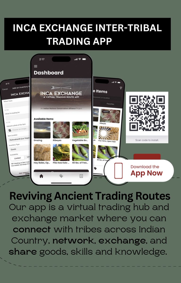 incatcd's tweet photo. WE HAVE AN APP! The INCA Exchange app is for #Native producers, entrepreneurs, ranchers, farmers and others who want to connect to a nation-wide network of physical and virtual resources across Indian Country! Join us: https://t.co/lpJ6rS34pT  #indigenous #nativeamerican https://t.co/gZ6an4gneL