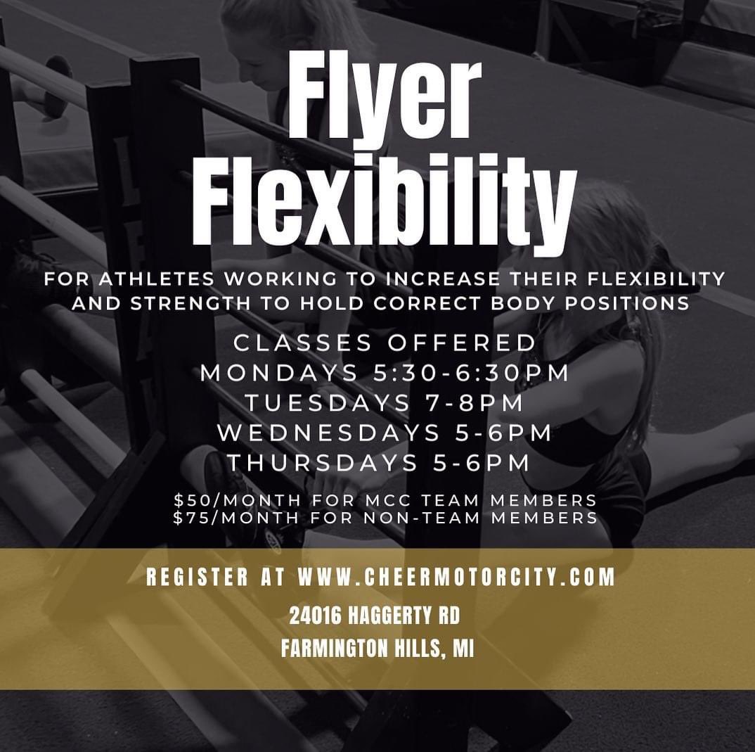 cheermotorcity's tweet photo. SUMMER CLASSES! These stunt-focused classes are open to MCC athletes, school cheerleaders, and anyone else that wants to learn how to stunt! Register at https://t.co/dVccWkMBNg ✅ #ProudToBeMCC https://t.co/wyL6e7HqlF
