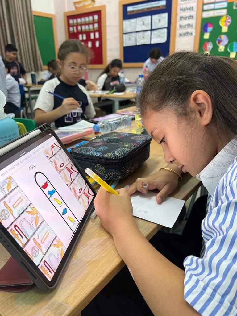 Mawakeb_Barsha's tweet image. Our G3 sts discovered the realm of hieroglyphics, the ancient Egyptian form of writing during social studies class. From decoding symbols to trying their hand at crafting hieroglyphs, the experience was an absolute delight! #WritingThroughHistory #HieroglyphicAdventures