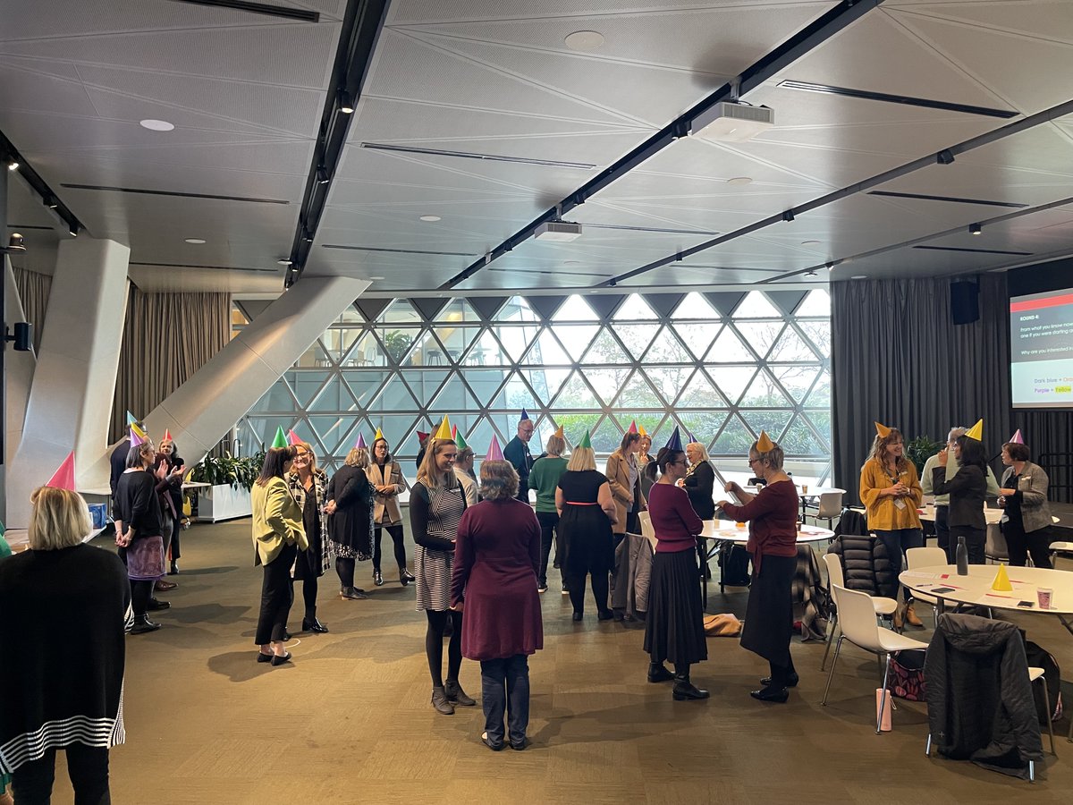 HTSA's Inaugural #ImplementationScience Network meeting was both informative and fun! 🎉

As well as a suite of expert presentations, attendees participated in a unique networking session, rotating around the room based on their colourful hats.

Join here bit.ly/3IXP16n