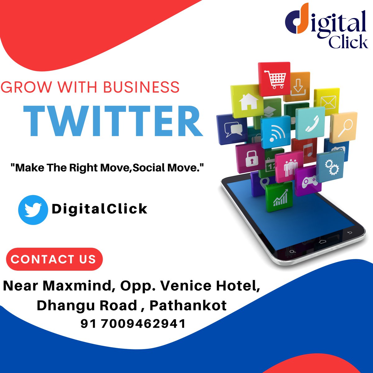 DigitalClick4u's tweet image. “Make the right move, Social Move with Social Media.” Promote your business through Twitter Marketing!!!
We deal in all kind of online promotional services, Contact us: Digital Click: +91 7009762941

#Digitalclick #Twittermarketing #socialmedia #marketing #socialmediamarketing