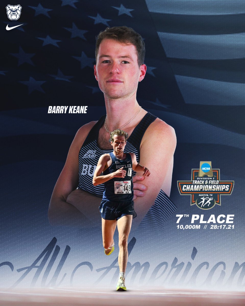 🚨 ALL-AMERICAN 🚨 Barry Keane takes 7th in the 10K at the #NCAATF championships! ⏱️: 28:17.21 #ButlerWay