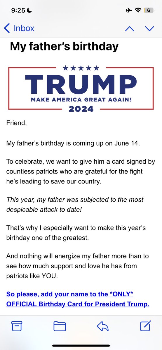 Eric Trump reminding us June 14th would be a nice indictment day.