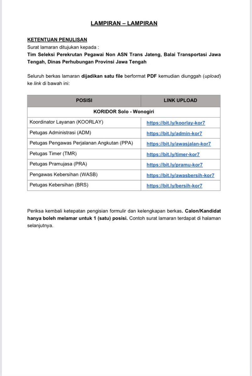 #lokercot SELEKSI PEGAWAI NON ASN TRANS JATENG
KORIDOR SOLO – WONOGIRI