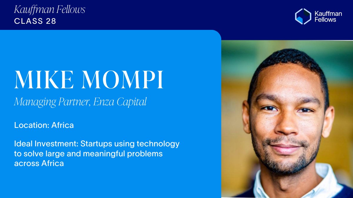 Kauffman Fellows (@kauffmanfellows) on Twitter photo .<a href="/MikeMompi/">Mike Mompi</a> is the Co-Founder & Managing Partner of <a href="/EnzaCapital/">Enza Capital</a>, a multi-stage venture fund backing founders & teams using tech to solve large & meaningful problems across Africa. We're happy to welcome him to our network as a member of KF Class 28! kauffmanfellows.org/fellows/mike-m… .<a href="/MikeMompi/">Mike Mompi</a> is the Co-Founder & Managing Partner of <a href="/EnzaCapital/">Enza Capital</a>, a multi-stage venture fund backing founders & teams using tech to solve large & meaningful problems across Africa. We're happy to welcome him to our network as a member of KF Class 28! kauffmanfellows.org/fellows/mike-m…