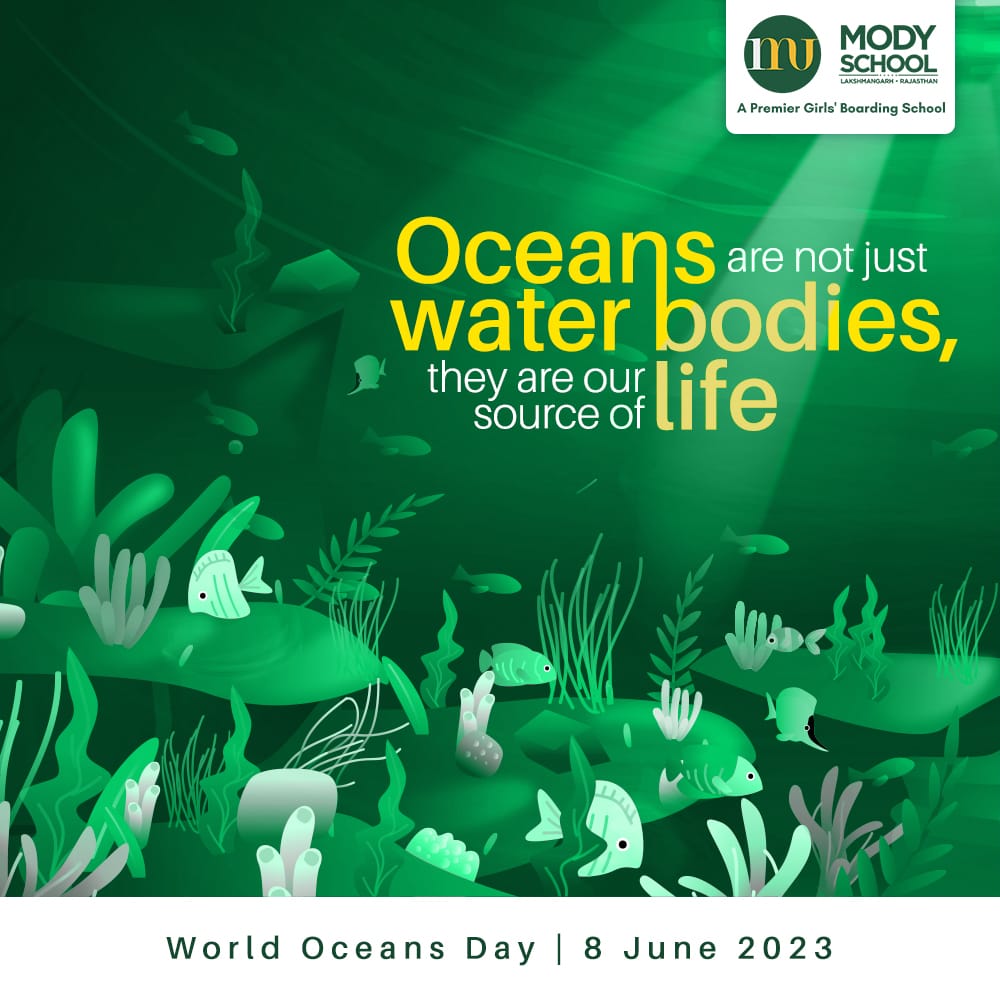 Today, we celebrate the beauty and importance of our oceans. Let's join hands to protect and preserve these precious ecosystems for future generations. Together, we can make a difference. #WorldOceanDay #ProtectOurOceans #ModySchool