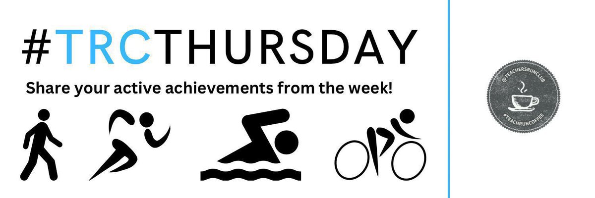 Welcome to  #TRCThursday! It’s simple: 
Share something active you’ve done this week that you’re proud of. It can be anything; 
🏃‍♂️ run
🚶‍♀️ walk
🏊‍♀️ swim
🚲 cycle 
🏃‍♀️ jog
skip & everything in between! 
Tag your colleagues & share your enjoyment of movement! #TeachersRunClub #educhat