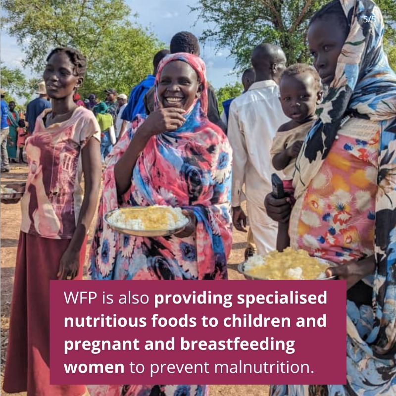 WFP_SouthSudan's tweet photo. More than 100,000 people have crossed the #SouthSudan border since fighting started in Sudan.

Many families are vulnerable and in urgent need of humanitarian assistance.

WFP is on the ground, supporting people with food and nutrition assistance 👇🏿