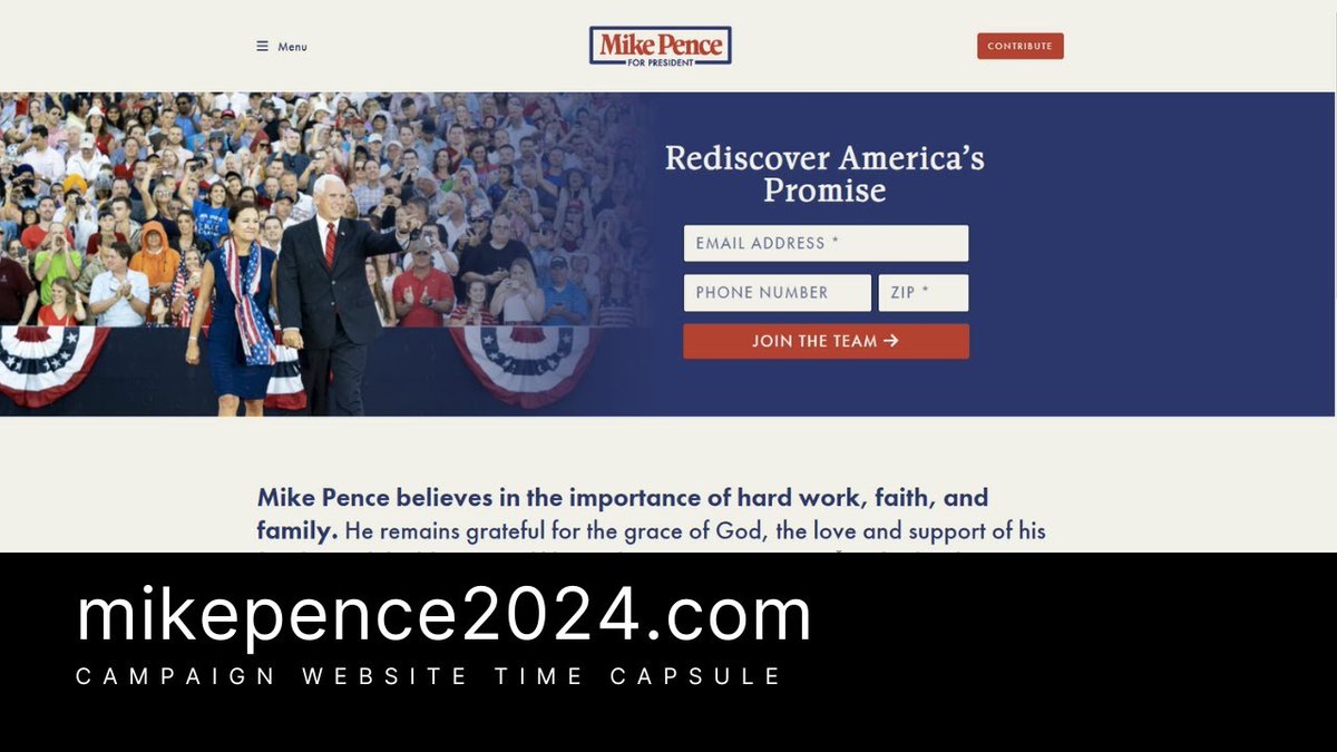 Website Time Capsule: A look at mikepence2024[.]com, recorded on 06/07/2023.

youtu.be/pBPFOjHoRv4