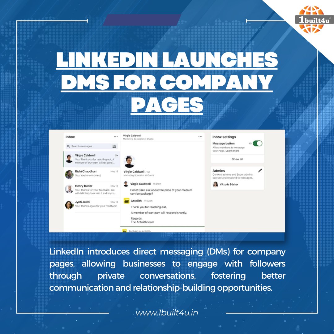1built4u's tweet photo. LinkedIn Launches DMs for Company Pages
#1built4u
#LinkedInDMs #CompanyPageMessaging #DirectMessagingforBusinesses #EngageWithFollowers #BetterCommunication #RelationshipBuilding #LinkedInUpdates https://t.co/FQGqsEYY6u