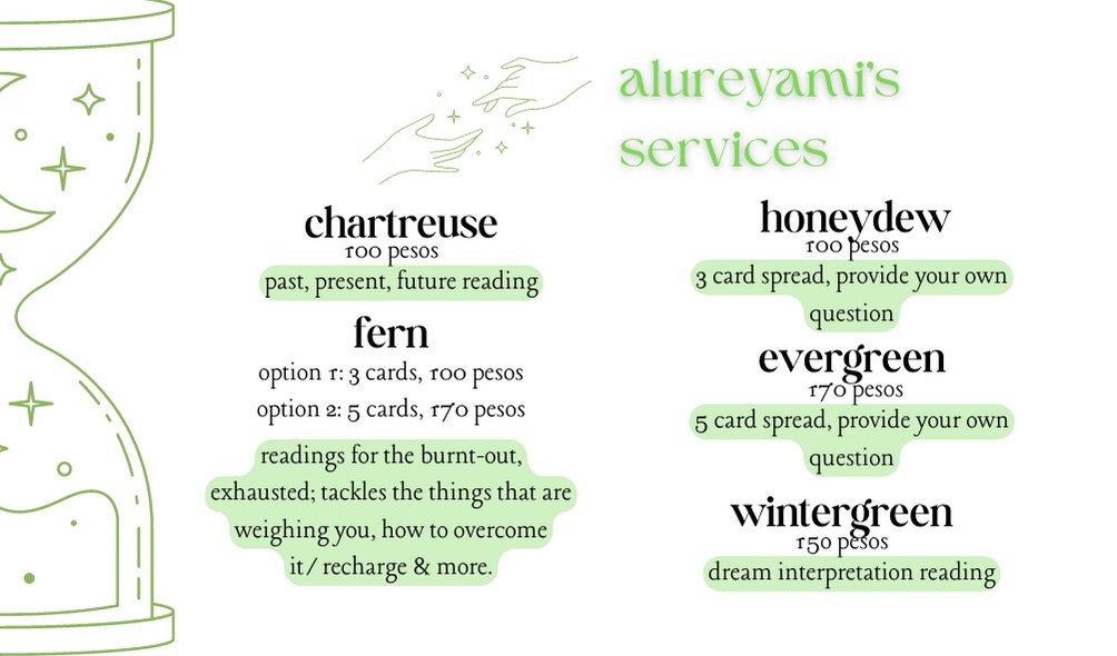 alureyami's tweet photo. 🌿 maligayang pagdating, welcome to reya's cottage. i offer tarot readings for your needs! dm me to book a reading.

check my reviews here > #evalueteyami

# lf tarot ph tarot reader https://t.co/PprZrjy9tN