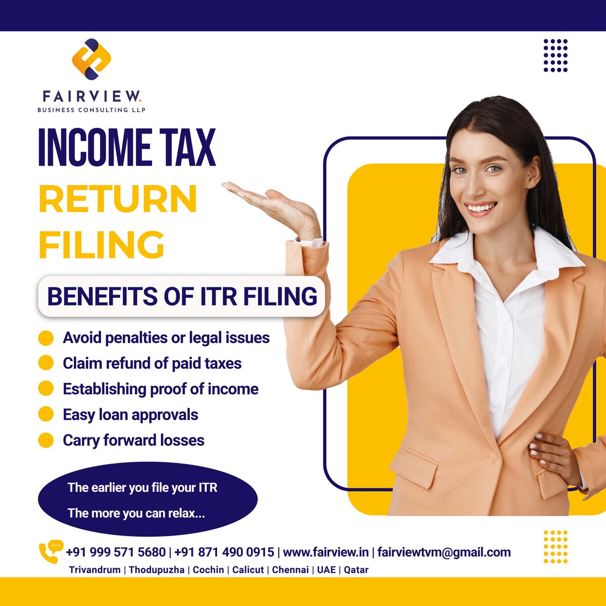 File Your ITR now!!
#companyregistration #gst #company #business #registration #startup #tax #trademark #businessregistration #companyformation #fssai #gstregistration #incometax #msme #gstupdates #startupbusiness #india #gstfiling #ITR