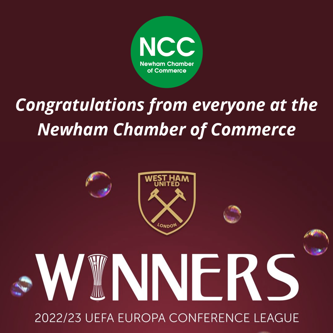 newhamchamber's tweet photo. Sharing our congratulations to @WestHam on their historic win last night, winning the Europa Conference League final! Newham has always had the best in business, now we have one of the best in Europe in football! #newham #westham #westhamunited #winners #EuropaConferenceleague https://t.co/s7SPasNWdk