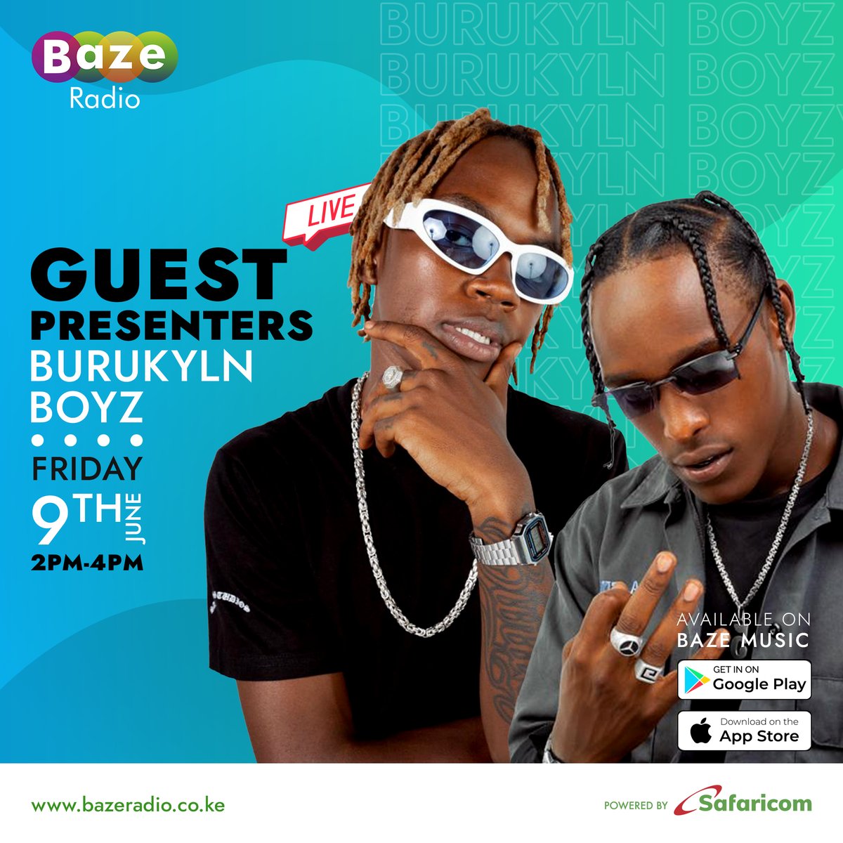 Kwani Ni kesho!.Listen to the new school leaders, <a href="/buruklyn_boyz/">buruklynboyz58</a>  on Baze Radio!

Drill isn't just Music it's a lifestyle. Join us on Friday from 2- 4pm . on Baze radio to experience this firsthand!

Download Baze music through Via the google playstore and App Store or