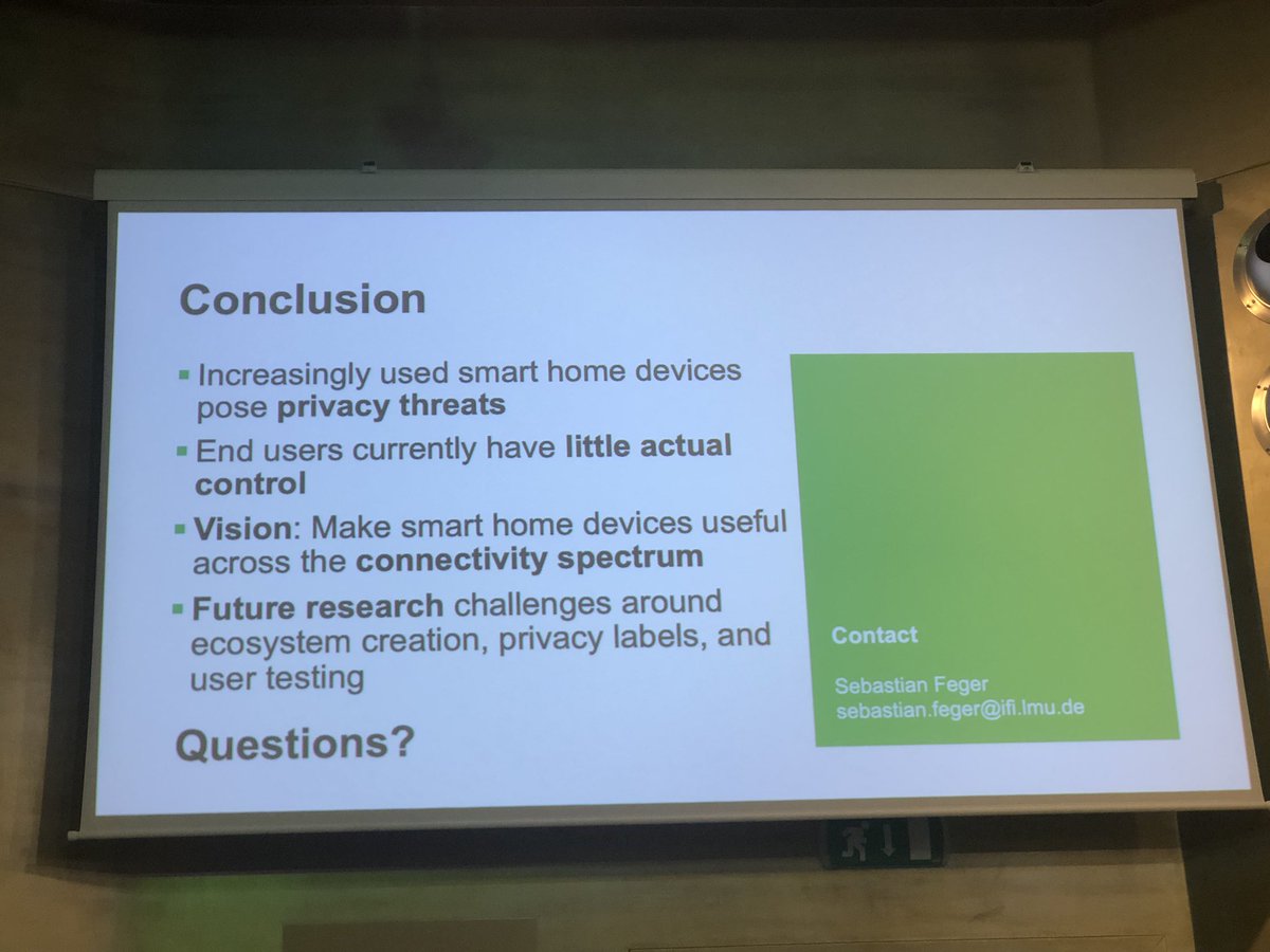 Sebastian Feger presenting work with @MaxiWindl on connectivity control in smart homes, how to navigate the trade-offs of connectivity modes and impact on privacy control - we learned so much from having this as project in our smart devices class. <a href="/mimuc/">LMU Media Informatics Group</a> cg3hci.dmi.unica.it/iseud2023/sche…