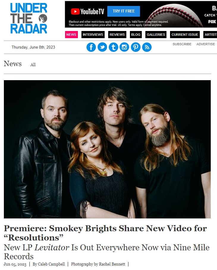 SylasDall's tweet photo. THIS ARTICLE! Thank you @Under_Radar_Mag! @JulieKettman and I chat about filming the "Resolutions" mv for the @SmokeyBrights #SmokeyBrights #NewMusicVideo #VideoPremiere #VisualMasterpiece #MustWatch #MusicMagic #DancePartyRevolution #RockYourWorld #IndieMusic #AlternativeRock https://t.co/6vKtRUJfXh