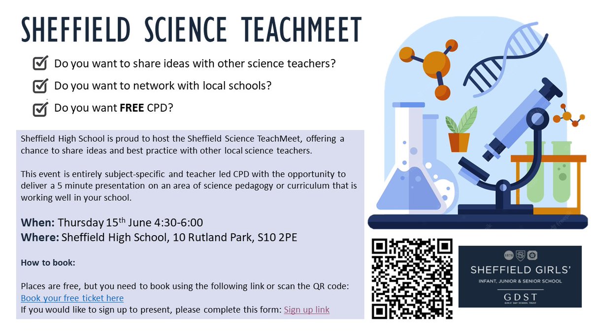 MR5HILL's tweet photo. Sheffield #Science Teachers! We are holding a FREE event for Thursday 15th June to share ideas and make connections.  Come along for a brew and get inspired 🧪🔭🔬 @theASE @ogdentrust @RoySocChem @IOP @BritSciAssoc #teachmeet #scienceteachers @teachmeet 
https://t.co/rPBK4rV1vW https://t.co/zSkEBYngni