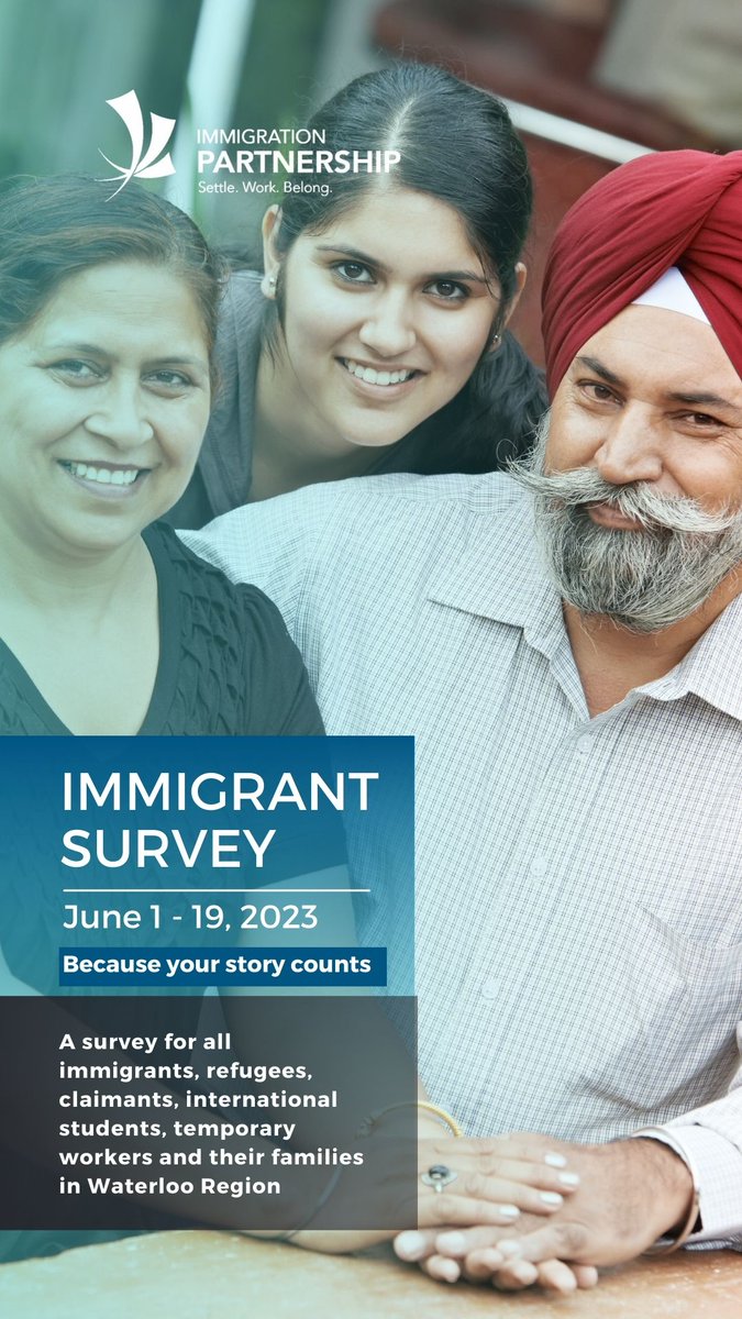 We want to hear from at least 1,500 immigrants living in Waterloo Region on topics as education, housing, employment, health, belonging, discrimination etc. The survey is available in over 11 languages. 
Complete the survey at:  lnkd.in/gua_DbTi
