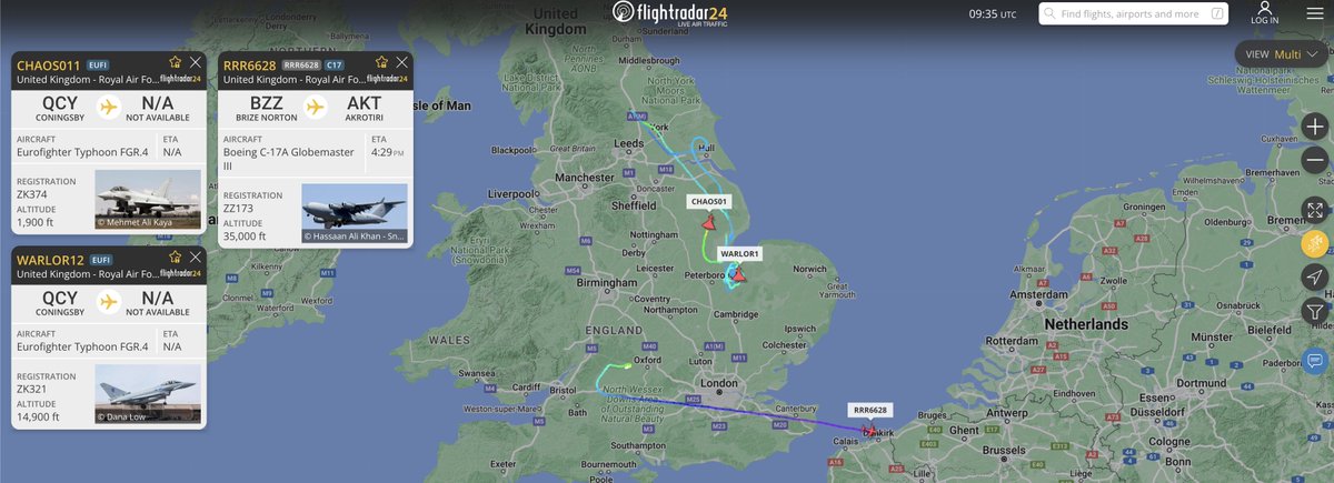 alternativewip's tweet photo. a fair few #RAF eurofighter typhoons over the uk this morning, had two go with two screenshots, i've also included a C17 globemaster, this is about to pass over belgium. #TRIPLE31 #WOLF0011 #WOLF0012 #VANDAL21 #REBEL041 #CHAOSO11 #RRR6628 #WARLOR12 https://t.co/QtqpNNYFTf