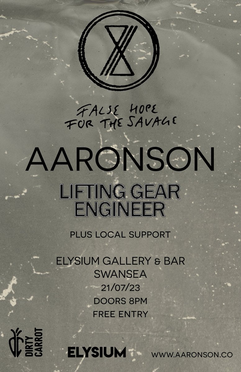 elysium (@elysiumgallery) on Twitter photo July 21st: <a href="/FHFTSband/">False Hope for the Savage</a> + @AaronsonCentral + <a href="/Rob_LGE/">LiftingGearEngineer</a> Gear Engineer
A night of post-rock brilliance - two of Cardiff's finest purveyors travel down the M4 for a night not to be missed. Free entry. July 21st: <a href="/FHFTSband/">False Hope for the Savage</a> + @AaronsonCentral + <a href="/Rob_LGE/">LiftingGearEngineer</a> Gear Engineer
A night of post-rock brilliance - two of Cardiff's finest purveyors travel down the M4 for a night not to be missed. Free entry.