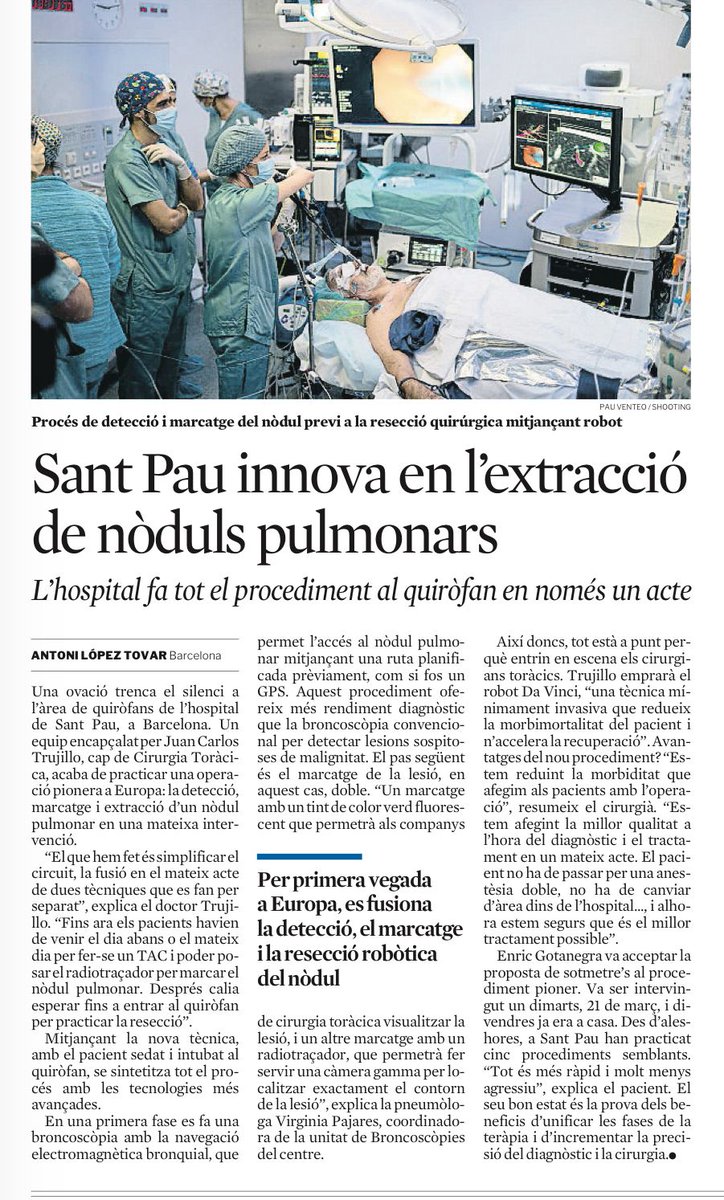 Cal posar en valor cada dia de cada dia l'esforç , l'investigació i la innovació del nostre sector mèdic i quirúrgic.
No es una cosa menor.