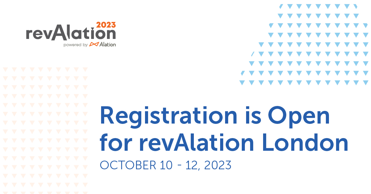 Alation's tweet image. Registration is now open for #revAlation23 London! 🇬🇧 

Join us Oct 10-12 as we build the future of the #ModernDataStack together. 🌎 

During the event, you’ll connect with EMEA data leaders to learn, grow, and share your experience. 

Learn more 🌟 revalation.alation.com/?utm_campaign=…