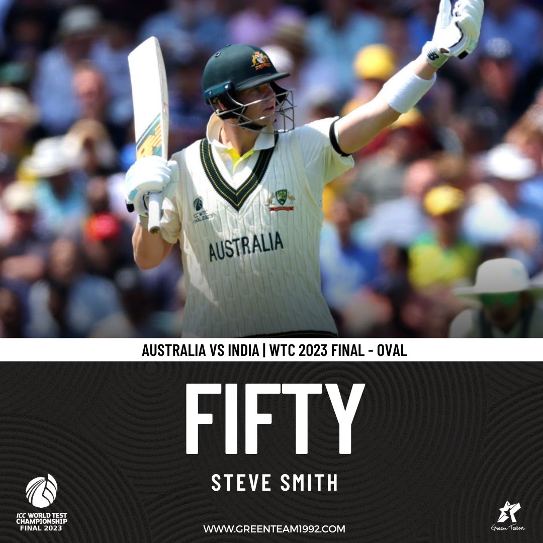 FIFTY FOR SMITH!  

All the hard yards put in by Indian bowling attack have been neutralised by Steve Smith‘s resolute defence as he moves on to 50 off 144 balls! 🔥 

Australia are 226-3 in 62 overs.

#Cricket | #WTC |  #GreenTeam | #OurGameOurPassion | #KhelKaJunoon