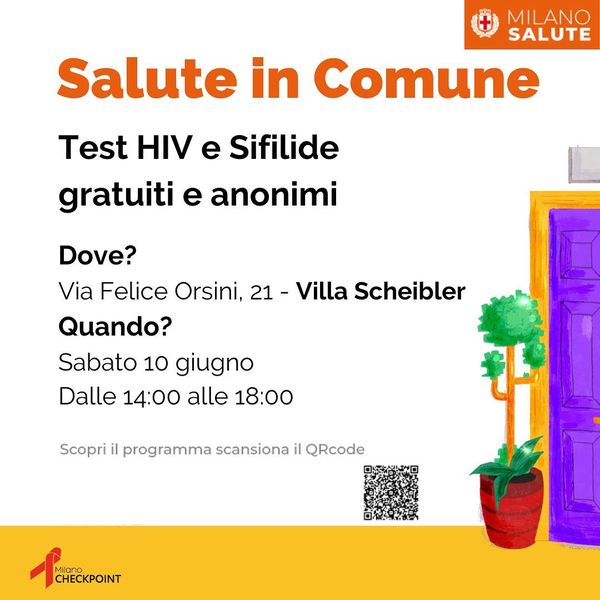 AsaOnlus's tweet photo. Salute in Comune. Sabato 10 giugno saremo a Villa Scheibler, in via Felice Orsini 21 dalle 14 alle 18, per fare i test HIV e Sifilide gratuiti, rapidi e anonimi! dalle 14 alle 18. Accesso libero
#TestHIV #TestSifilide #Milano #zona8 #MilanoSalute #milanocheckpoint #PrideMonth https://t.co/hbX9aFKqpb