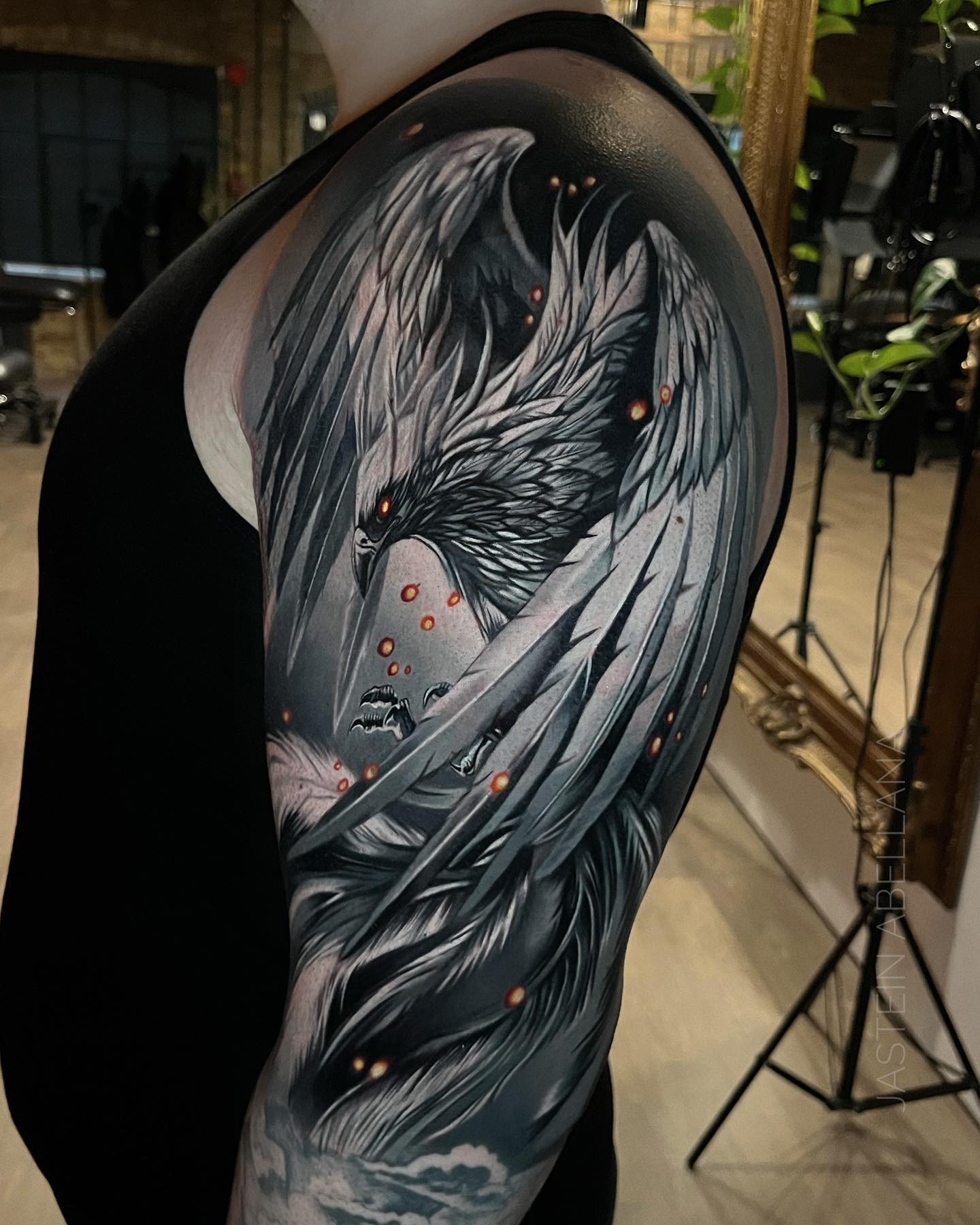 Black  Gray Raven tattoo women at theYoucom