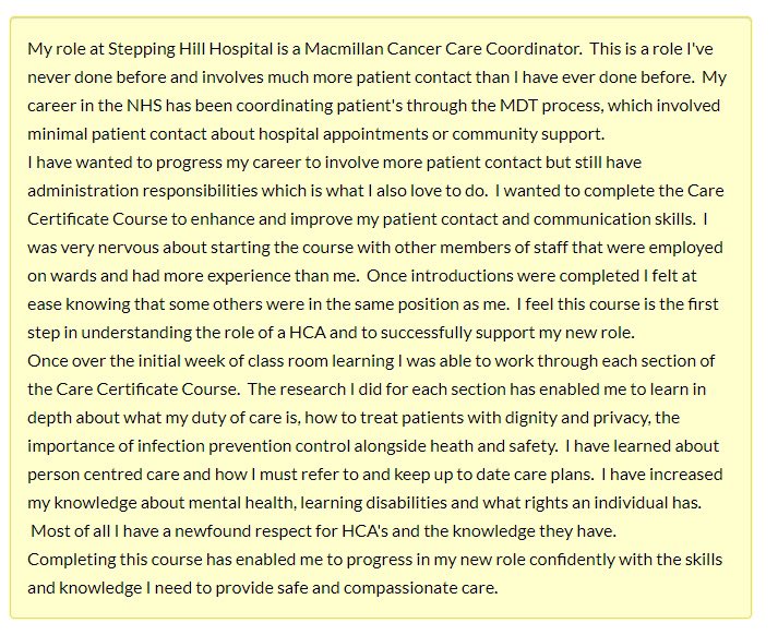 After the launch of the ACCEND hub yesterday it’s lovely to sign off on one of our Cancer Care Coordinator’s Care Certificate today and read her reflection on the training 🤩👏🏻💙#WeAreHCSWs