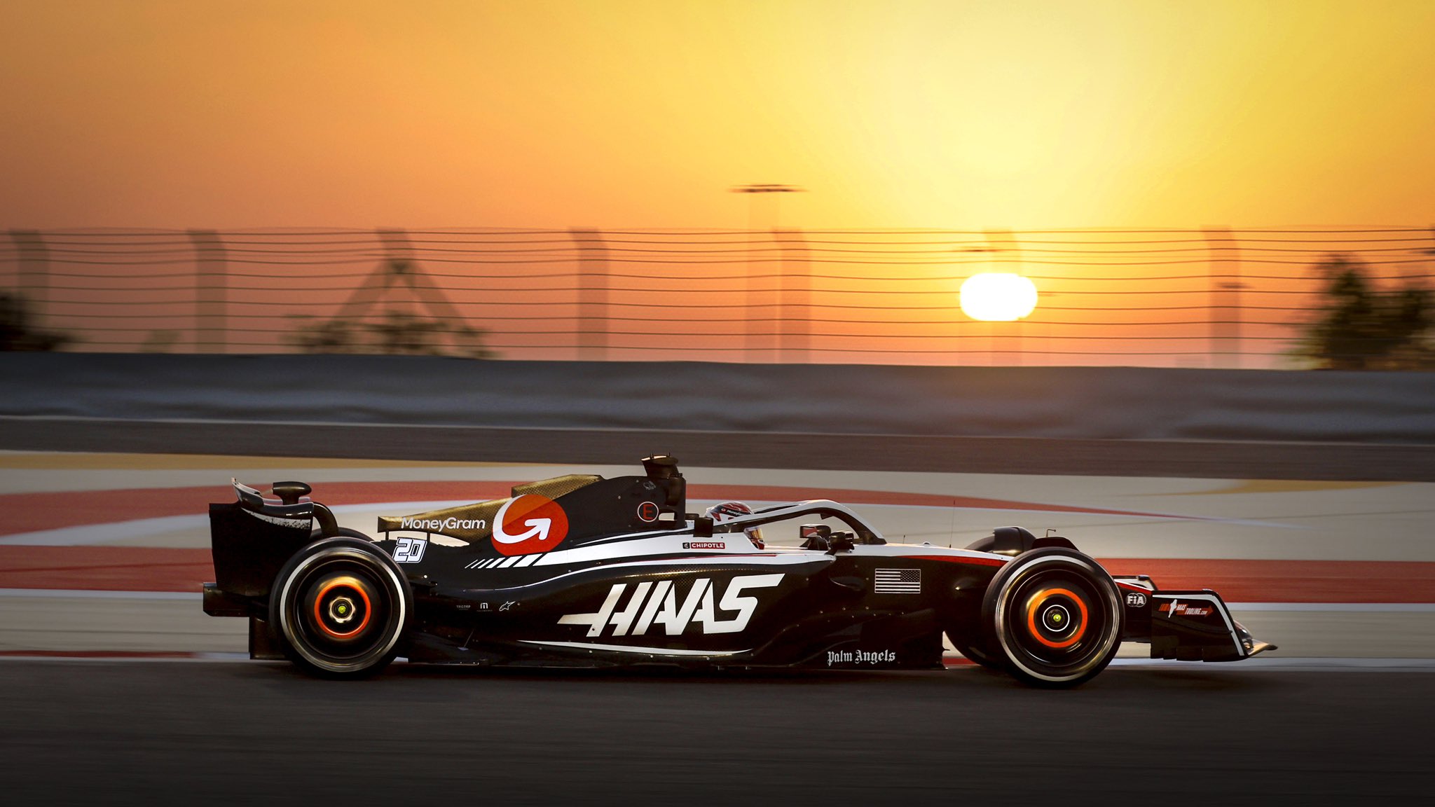 Kevin Magnussen driving the 2023 Haas challenger (Image Credit: HaasF1 on Twitter)