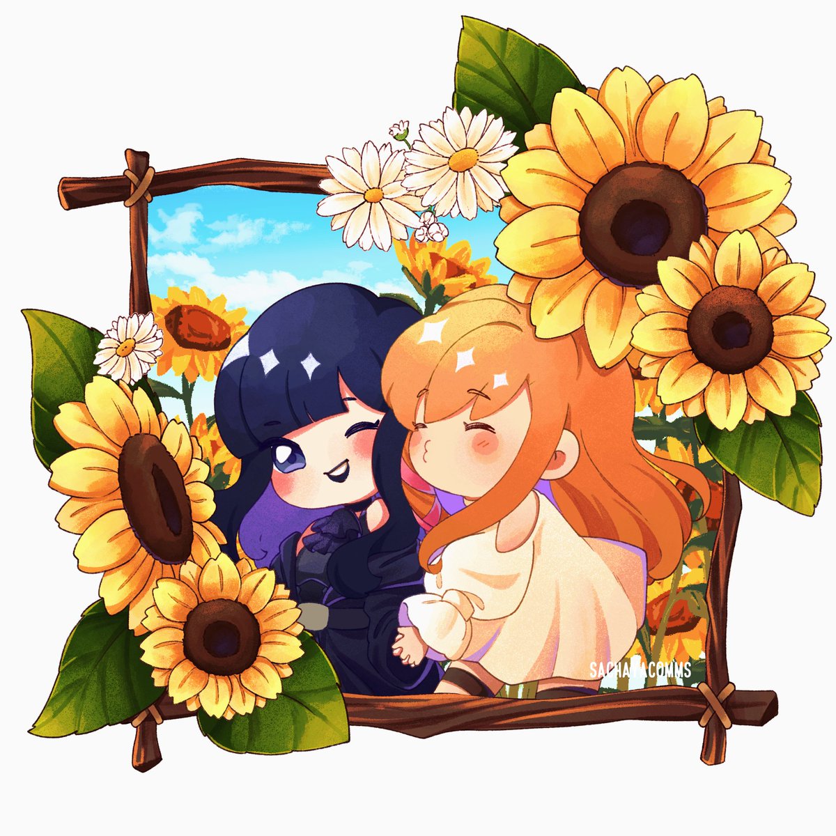 just girl friends on a date🌻

(sneak peek at an upcoming charm commission option! 🫣) #ffxivart #ffxiv #ryne #gaia