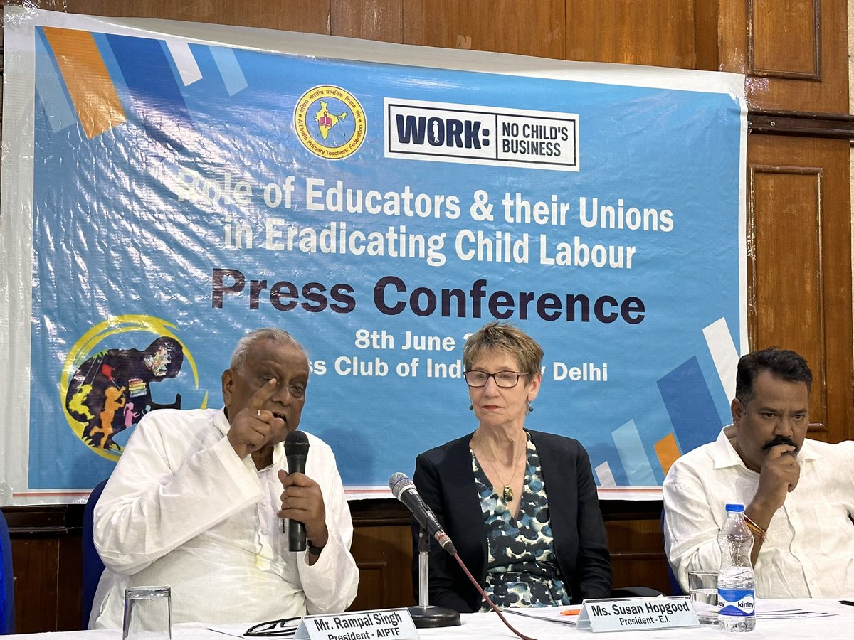 eduintAP's tweet photo. #AIPTF President @RampalS11405109 addressing media on importance of access to quality education to eradicate child labour in India. Govt must ensure that all children have access to free quality education.  #investineducation. 
#GoPublic #FundEducation https://t.co/dns8AHaRxA