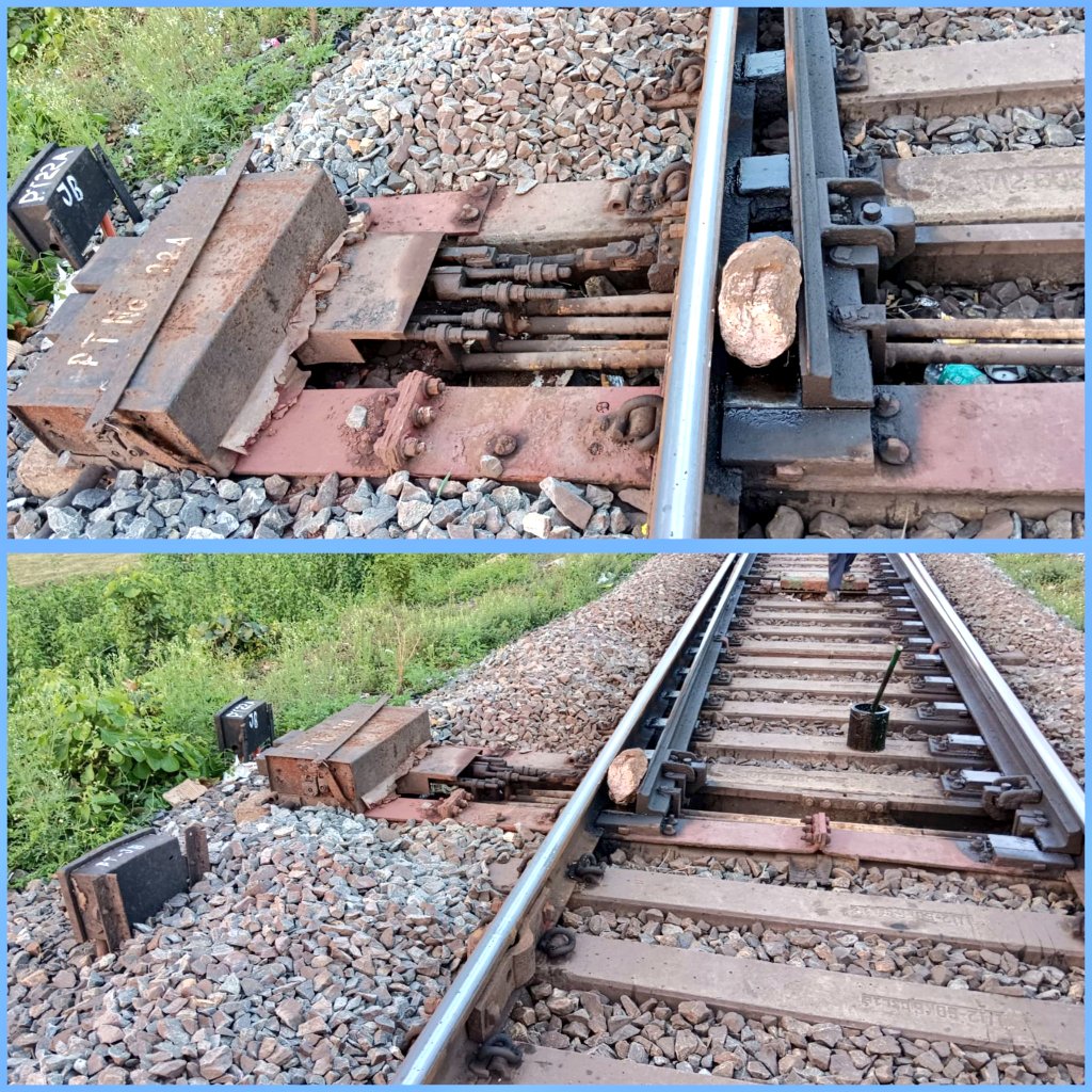 ⚠️ Shocking - Odisha: Just 90 Kms from #BalasoreTrainTragedy a big boulder was put middle of the interlocking of track at Manjuri Road station. The boulder 🪨 was large enough to derail any train. As per Railway Authorities.

Constant vigil of Railway workers ensured another