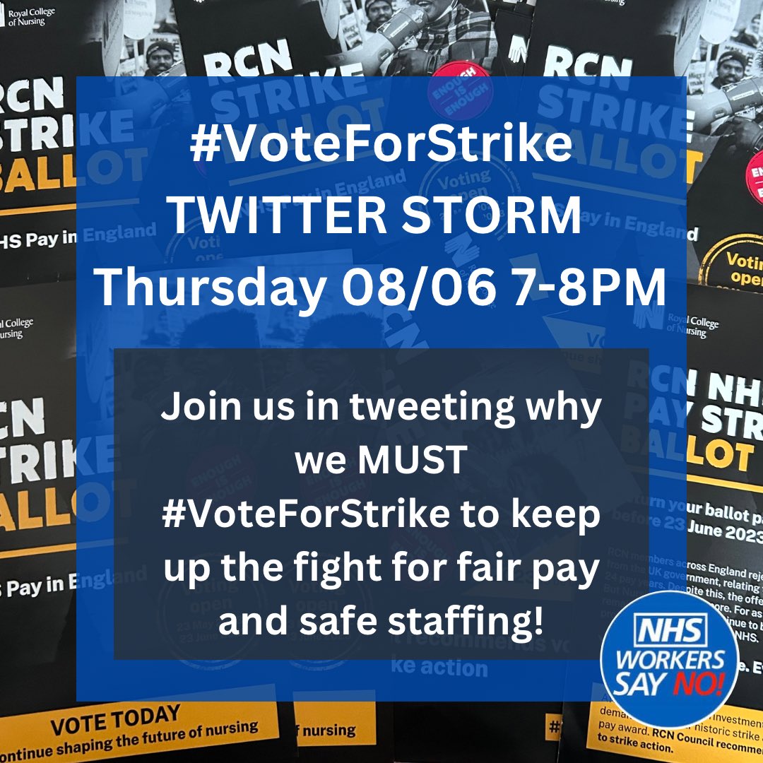 Patients aren't dying because Nurses are striking.

Nurses are Striking BECAUSE patients are dying. 

Post a ✊ if your with Nurses!

RT and join our twitter Storm tonight! 

#VoteForStrike #NurseTwitter #SOSNHS