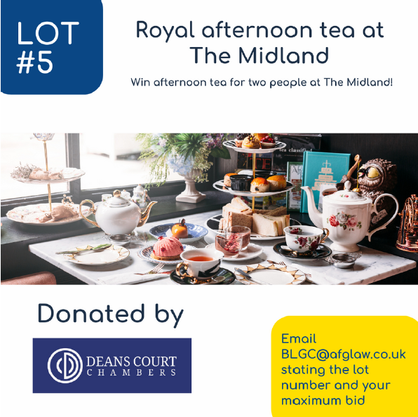 AFGLAW's tweet photo. Fancy afternoon tea at The Midland? Win #LOT5 from our 2023 Silent Auction Catalogue - bid until 2pm on Friday. #YellowAndBlueDay
@BLGCofficial
Link to full catalogue here https://t.co/HyMgMv0IPA
Massive thank-you to @DeansCourt_Chs for the donation! https://t.co/UEVYWZPtH4