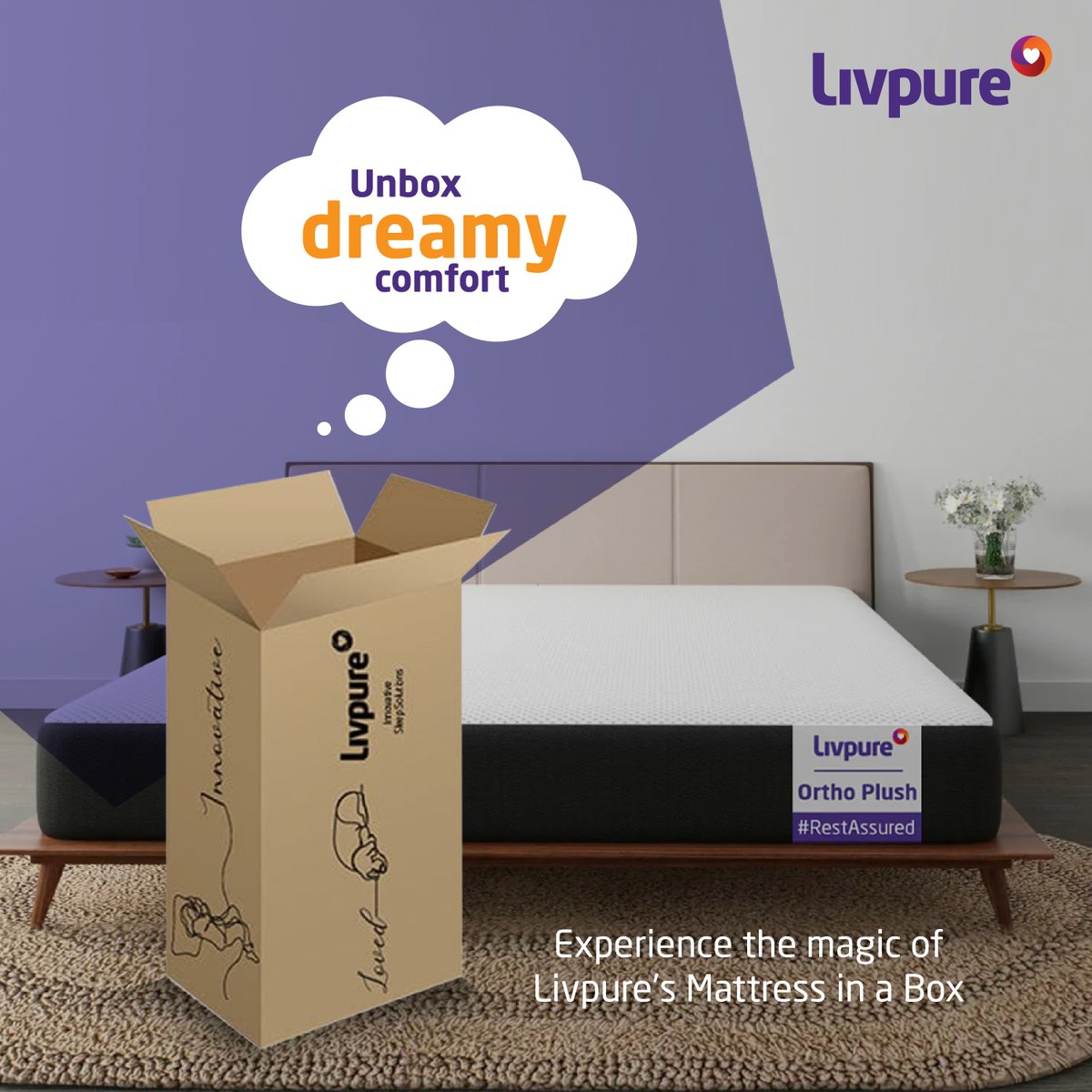 The ultimate sleeping solution is just a box away! Get the #Livpure innovative #mattress-in-a- box for the perfect comfort. Unveil the magic as you unbox it, watch it expand, and feel yourself being embraced by cloud-like softness. It's time to elevate to #Livpure