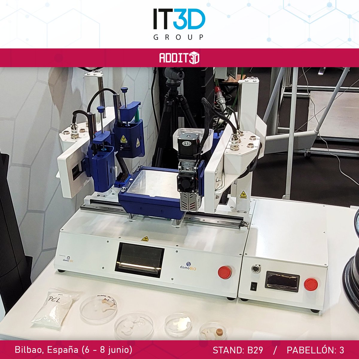 It3dgroup's tweet image. 🔴Último día de #ADDIT3D!

Ven a conocer la #bioimpresora 3D desarrollada por DomoBIO y consulta las posibilidades de trabajar con este equipo.

Electrospinning, Melt-electrowriting, extrusión con jeringa, pellet, filamento, tecnología ultravioleta...

No te la pierdas!