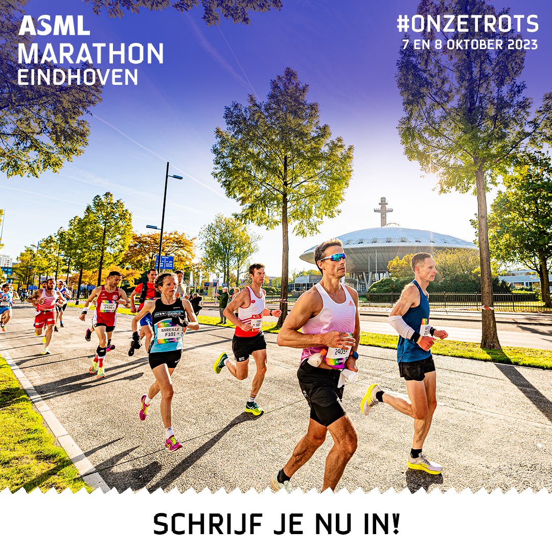 De inschrijvingen van de 39e ASML Marathon Eindhoven zijn geopend💙

Zien we jou ook aan de start op 7 of 8 oktober? Schrijf je dan direct in voor jouw favoriete onderdeel 🏃‍♂️🏃‍♀️

👉 Schrijf je in via asmlmarathoneindhoven.nl/inschrijven/

#onzetrots
