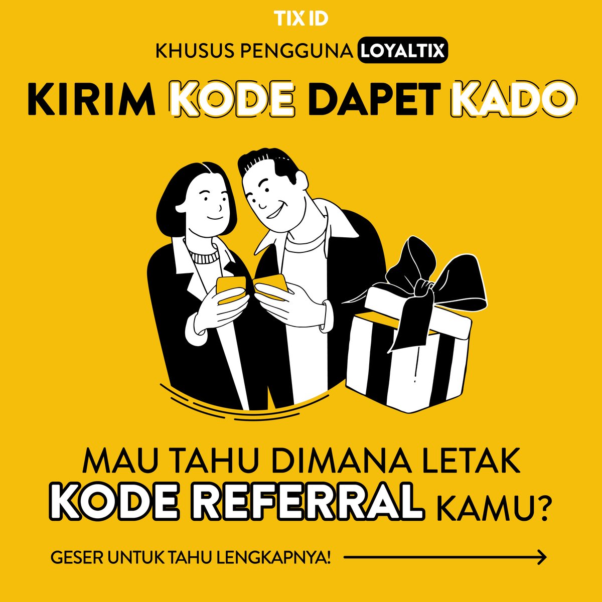 tix_id's tweet photo. Buat yang masih bingung dimana letak kode referral kamu, yuk geser dulu untuk cari tahu caranya!
Tunggu apa lagi? Langsung meluncur ke aplikasi TIX ID sekarang juga 😉
#TIXID #KirimKodeDapetKado #KodeReferral #LoyalTIX https://t.co/z4wo0xflWl