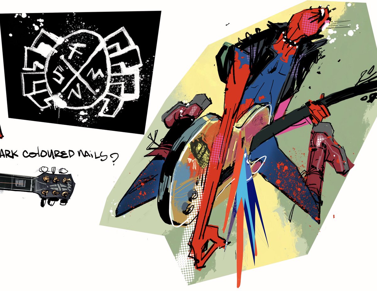 Years later since my first designs of Spider-punk I went back to the character &work on the amazin drawings by @evan_monteiro and this is what came out The path was there (and the logo!) but still would need a few more changes.…😅😅 #spidermanacrossthespiderverse #Spiderpunk