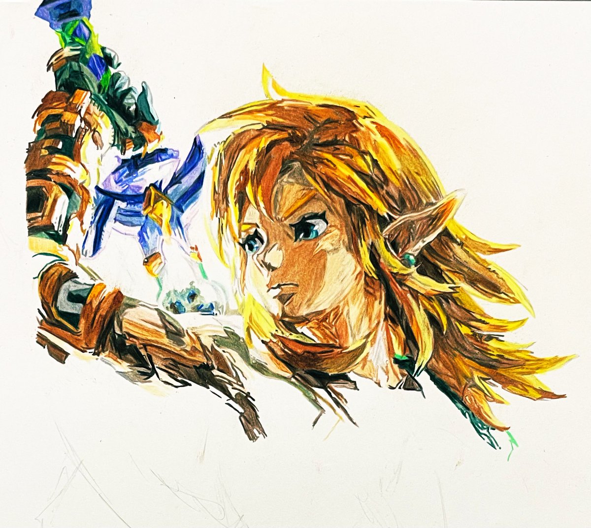 link 1boy pointy ears blonde hair male focus weapon master sword sword  illustration images