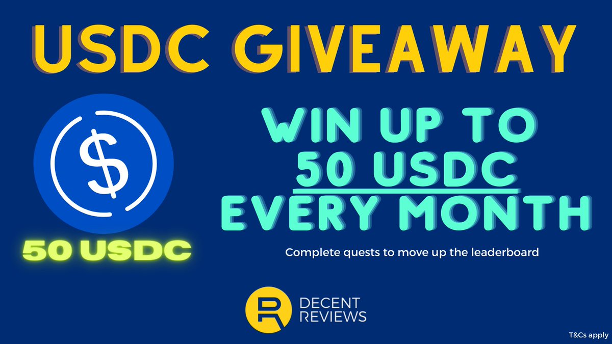 USDC Giveaway!

Join our <a href="/zealy_io/">Zealy</a> #giveaway to be in with a chance of winning up to 50 #USDC every month.  

zealy.io/c/decentreview…

✅ Retweet this
✅ Follow us on Twitter
✅ Join our Discord
✅ Leave a review of your favourite Web3 project

Link below