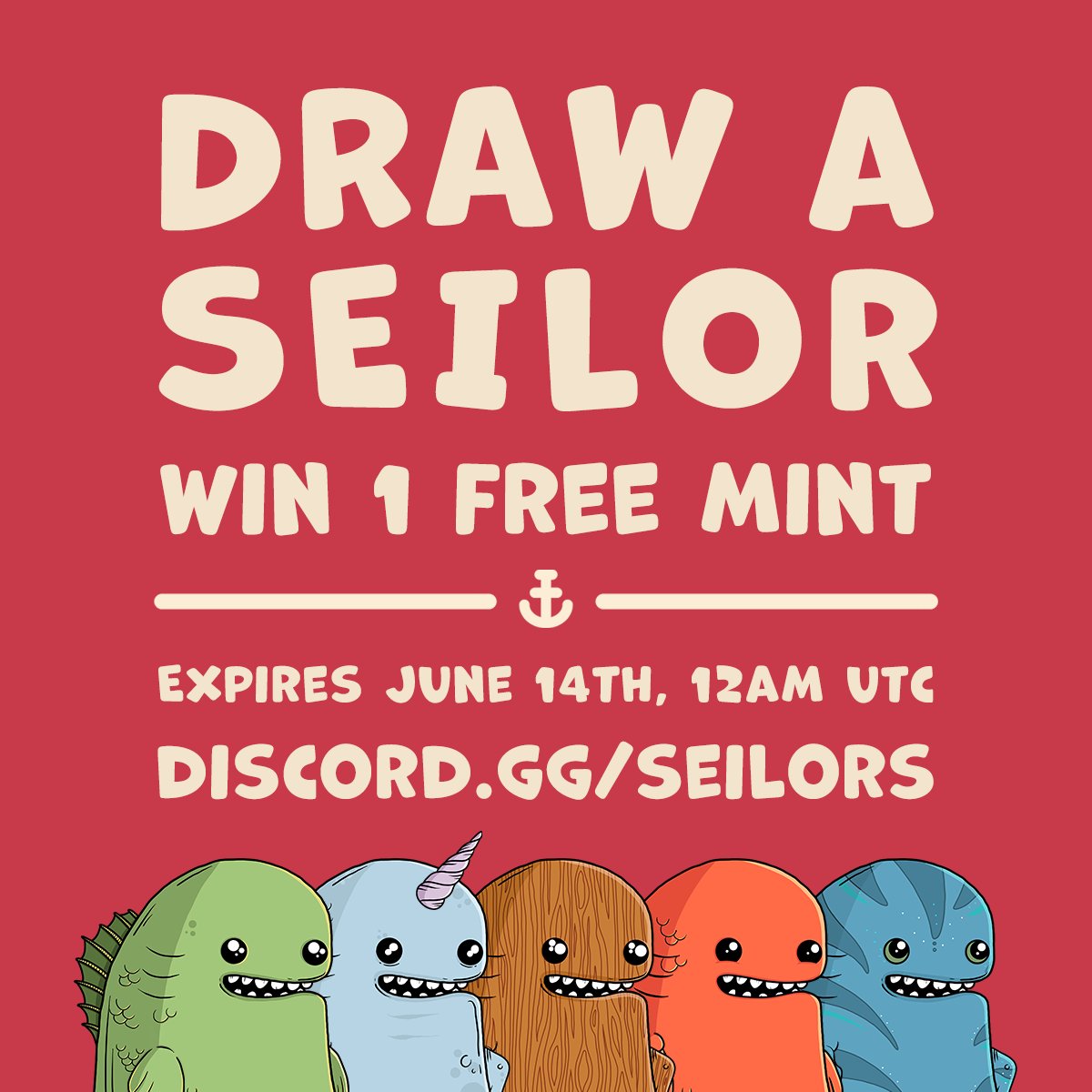 🎨 SEILORS 1/1 CONTEST 🎨

We want our community to draw a 1/1 Seilor that will be part of the official collection.

🤔 How to participate?

👉 Draw a Seilor and post it in our Discord #draw_your_seilor channel.

🏆 Winner will get 1 free mint, 2nd and 3rd qualified win a WL.

⏳