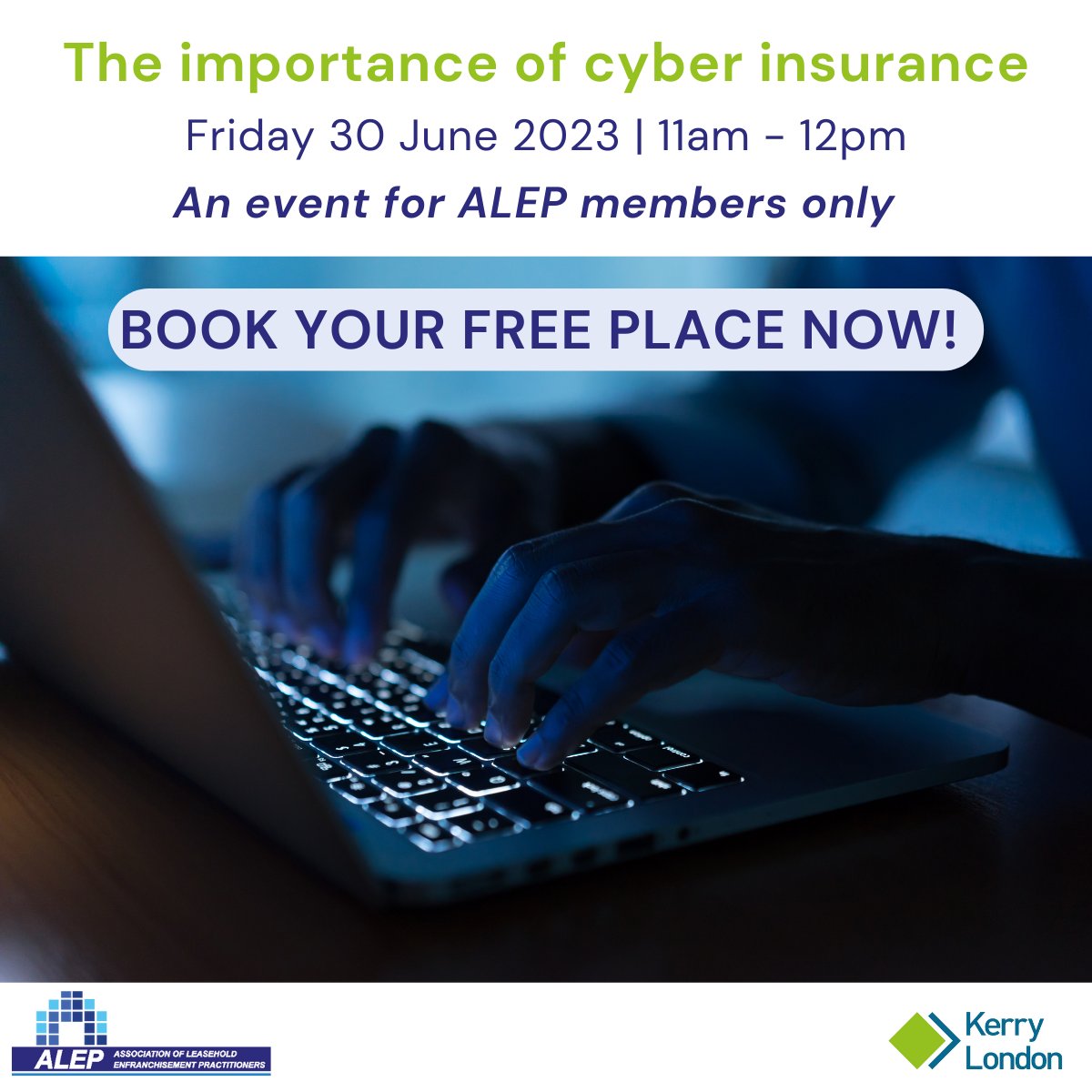 ALEPofficial's tweet image. Just over 3 weeks until the Kerry London webinar on the importance of cyber insurance. Click here to register your FREE place: ow.ly/j3w650OALQ1  

#cyberinsurance #ALEP #kerrylondon #property