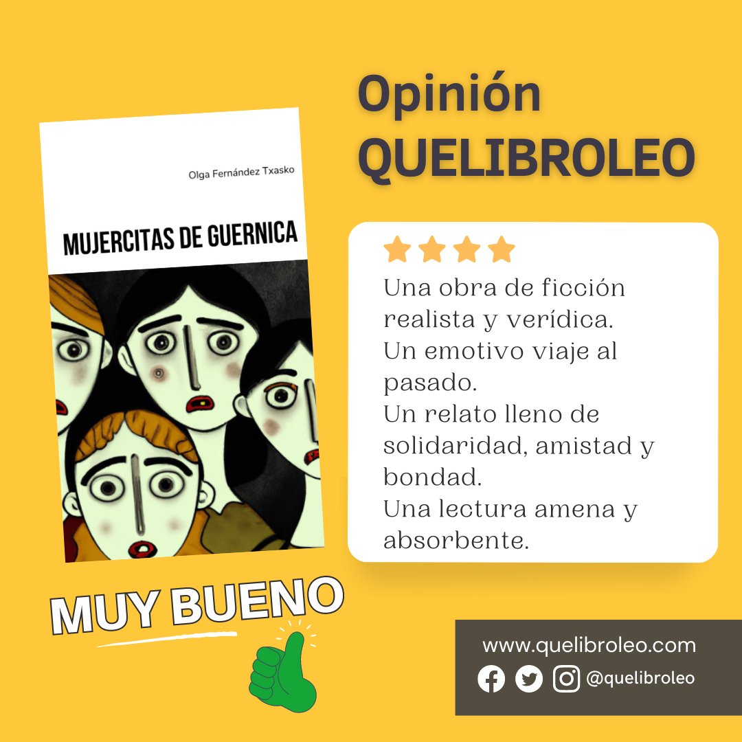 #estamosleyendo MUJERCITAS DE GUERNICA de <a href="/OTxasko/">Olga Fernandez Txasko</a> ow.ly/3VKa50OFxHB 

#opiniónQLL #recomendadoQLL 👍🏻